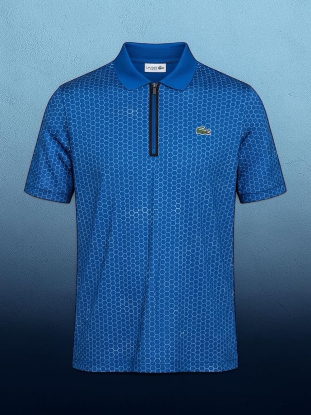 Lacoste Men's Royal Blue Hex-Print Zip Polo